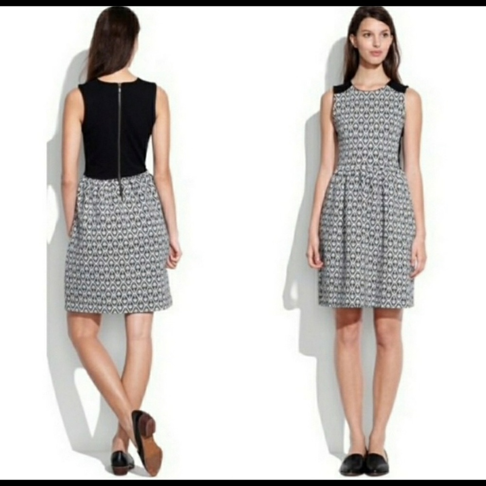Madewell black and white damask dress